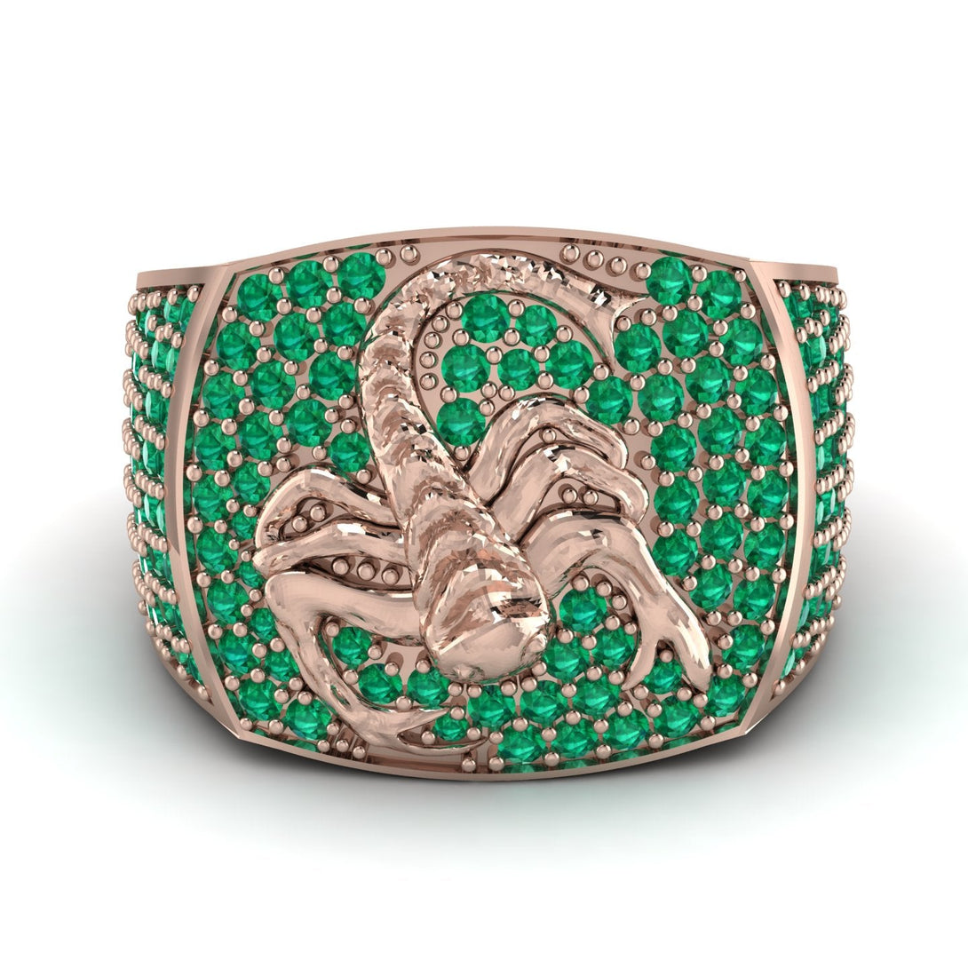Scorpion Men Emerald Signet Ring - Sean No. 5